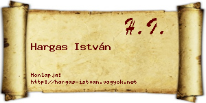 Hargas István névjegykártya
